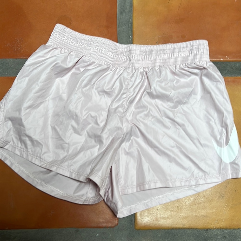 Nike light pink running shorts windbreaker material